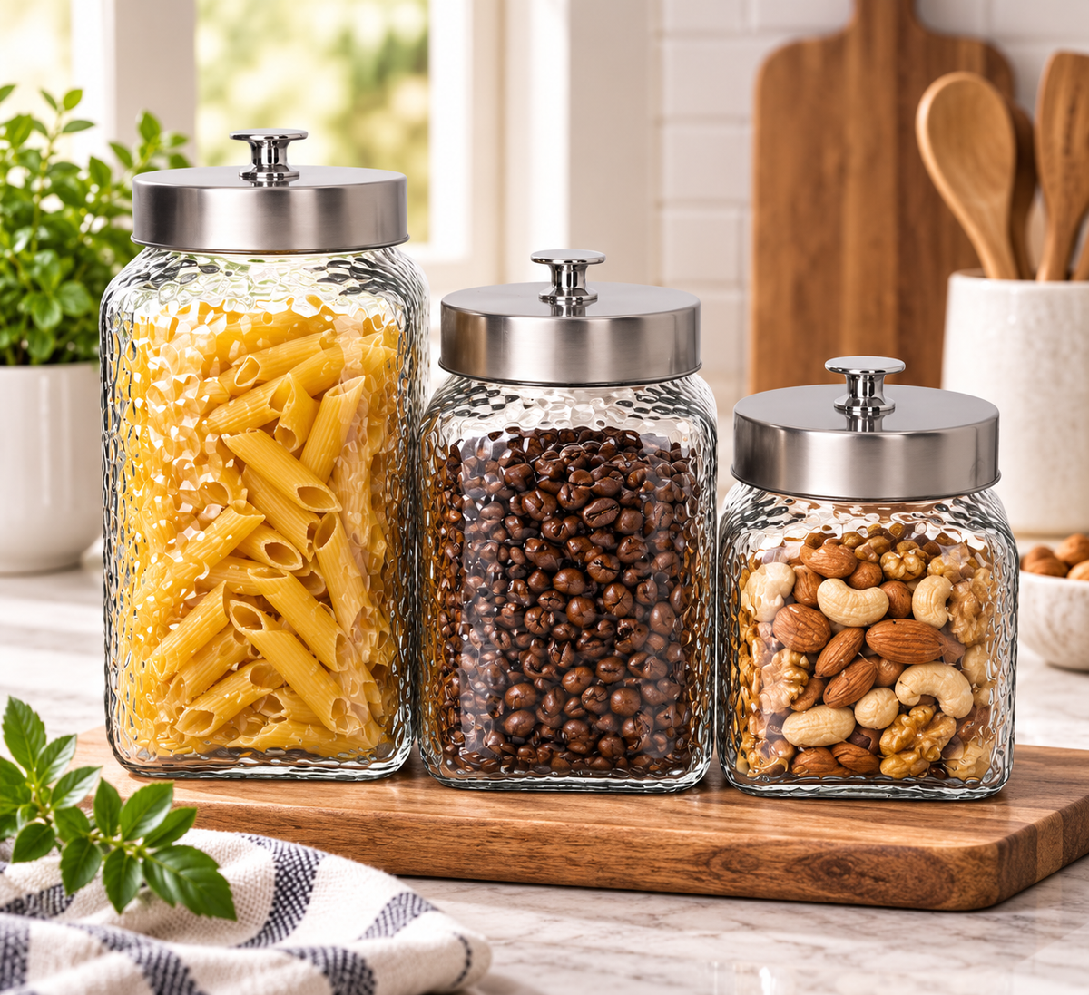 3Pcs Storage Jar Glass