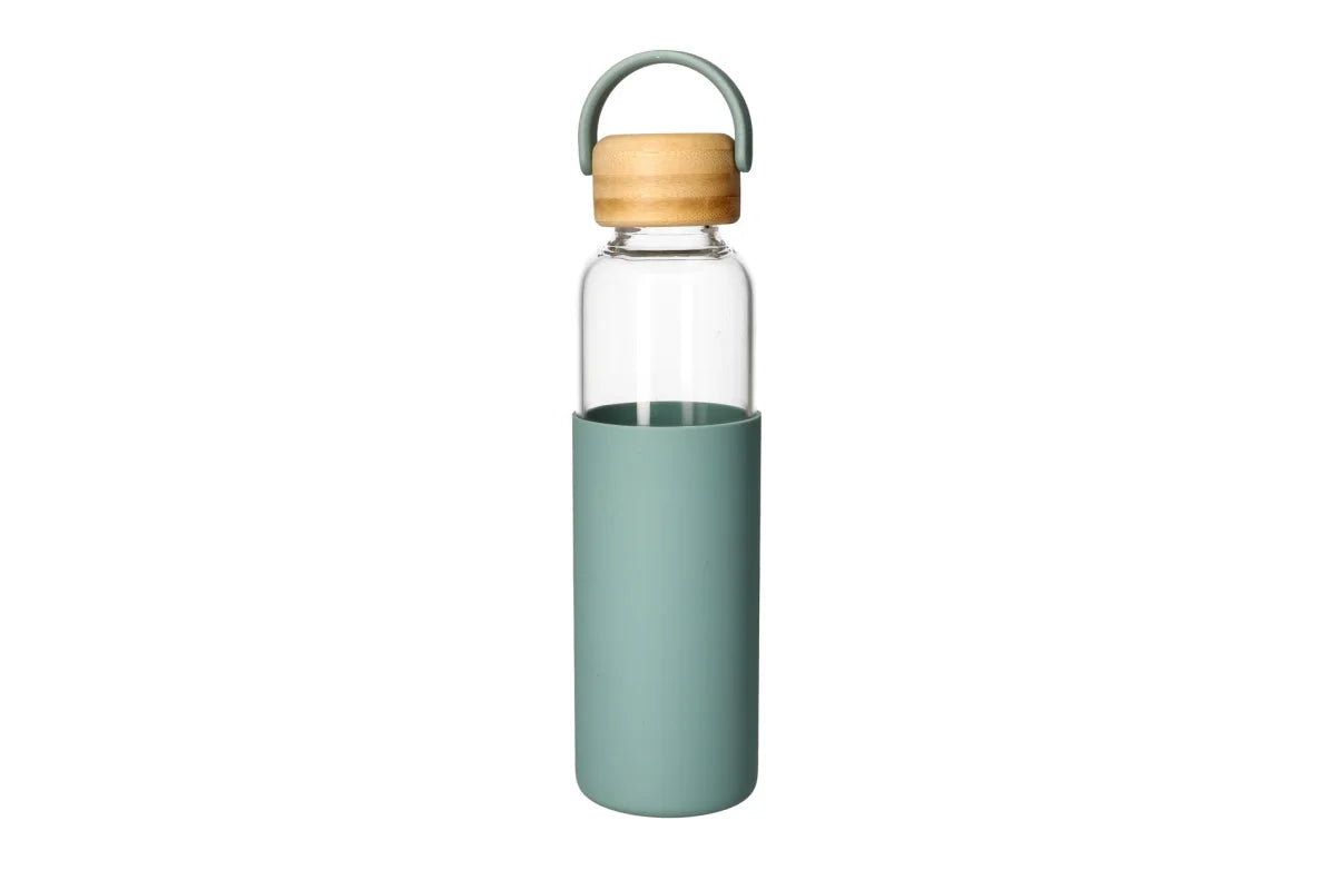 Borosilicate Bottle With Handle & Beach Wood Lid