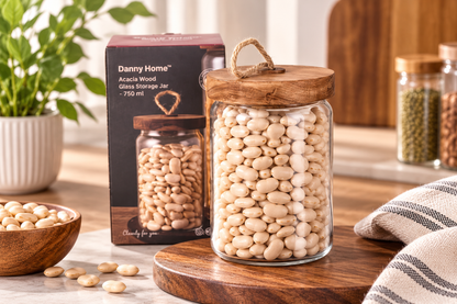 Acacia Wood Glass Storage Jar