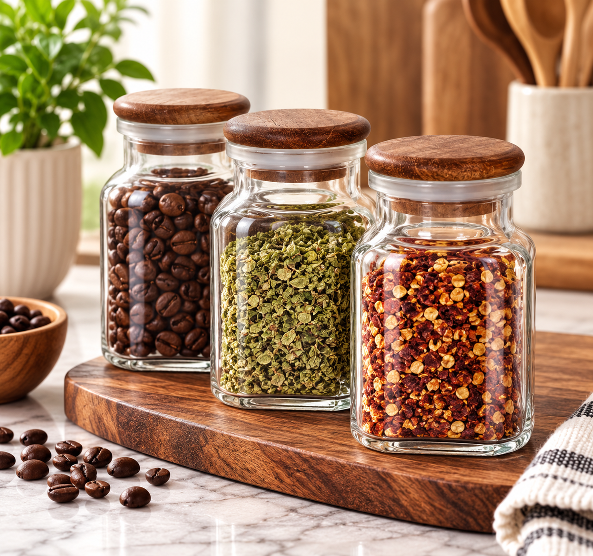 3Pcs Storage Glass Jar Set