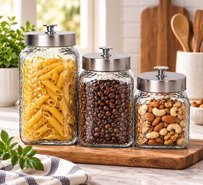 3Pcs Storage Jar Glass