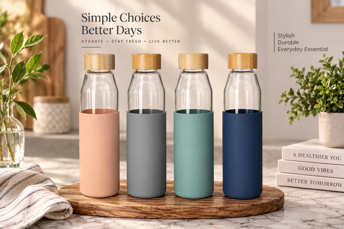 Borosilicate Bottle With Beach Wood Lid