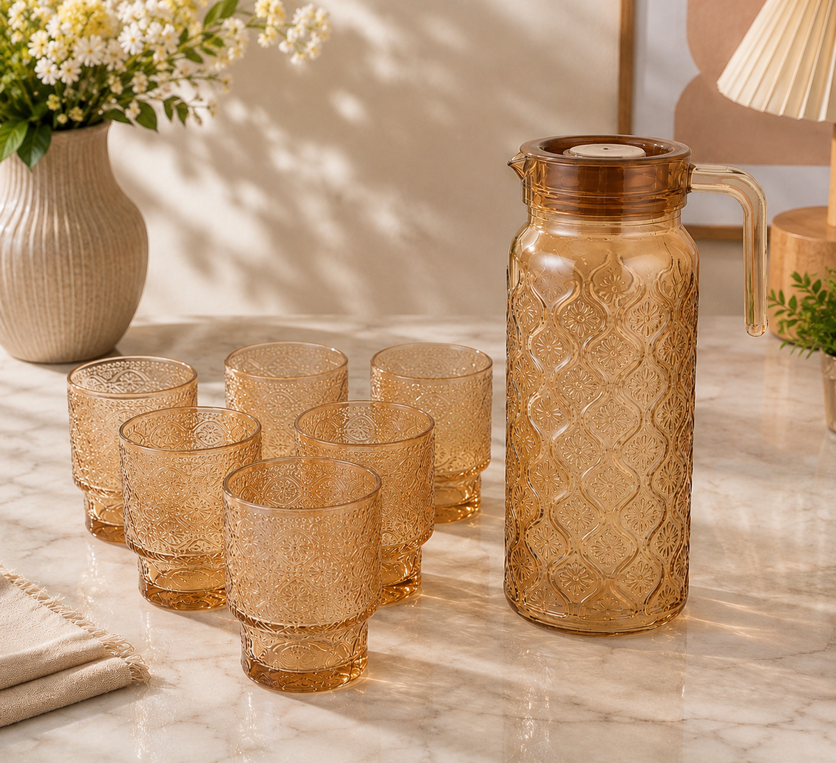7Pcs Amber Water Set