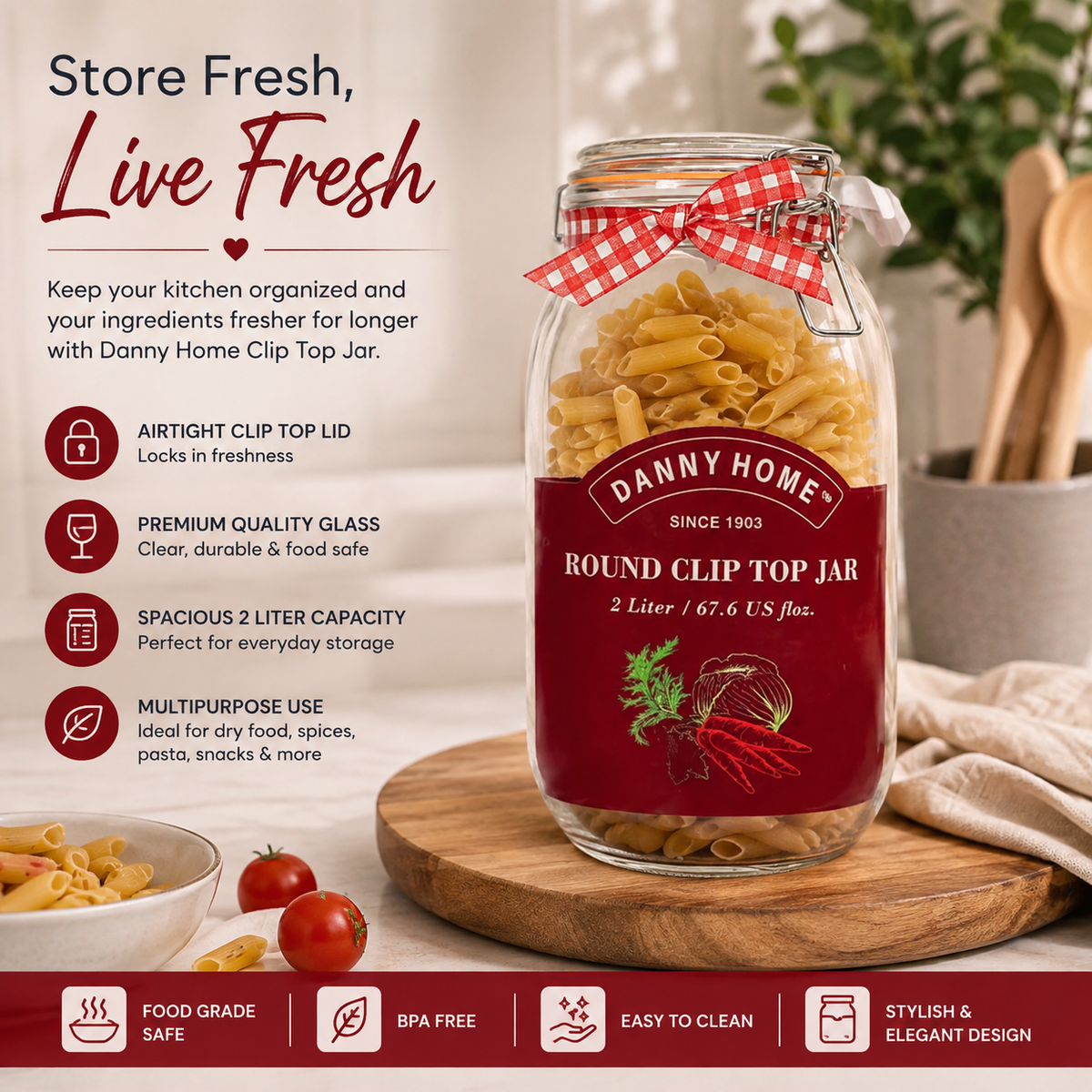 Round Clip Top Jar