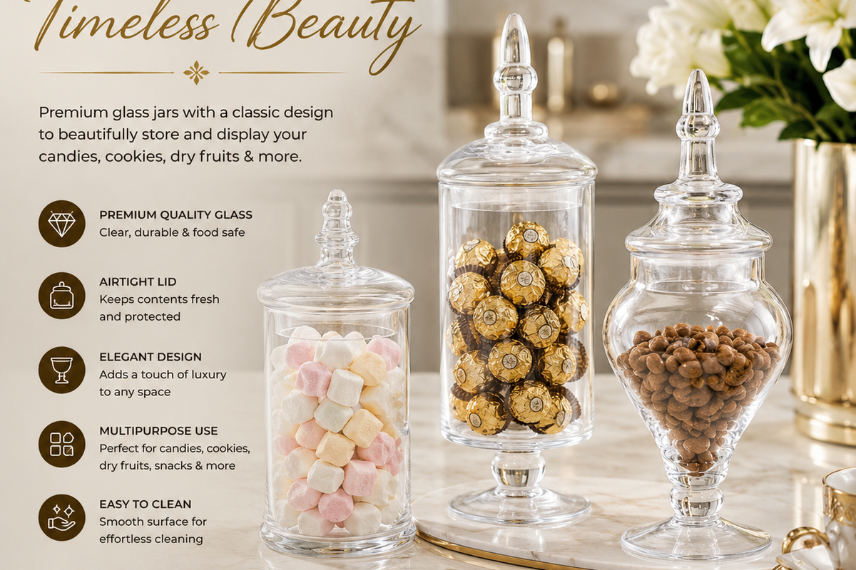 Glass Storage 3 Pcs Jar Set