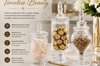 Glass Storage 3 Pcs Jar Set