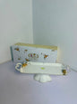 Angela Royal Floral Gold Accent Ceramic Pedestal Tray