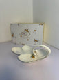 Angela Elegant Floral Gold Handle Ceramic Snack Serving Dish