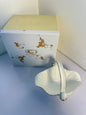 Angela Elegant Floral Gold Accent Ceramic Candy Basket – 8 Inch