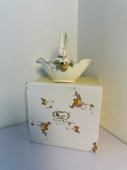 Angela Elegant Floral Gold Accent Ceramic Candy Basket – 8 Inch