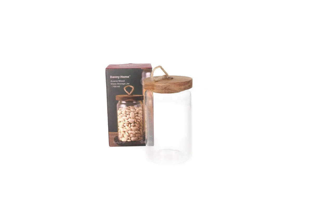 Acacia Wood Glass Storage Jar